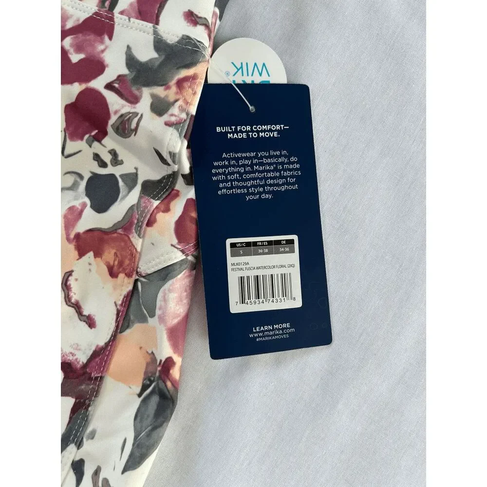 Marika Skort Size Small, NWT, Floral, Pocket, Purple/White, Golf, Workout Skort